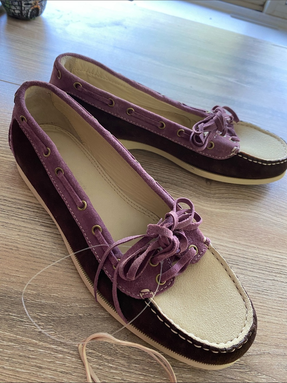 Vintage Bally Baltica Boat Shoes in Plum/Brown/Cream | Size EU 36.5, US 6.5